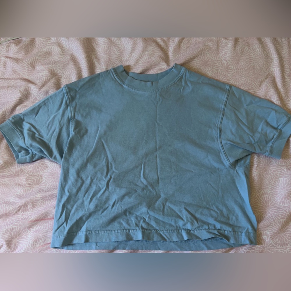Blue Short Sleeve Crop Top